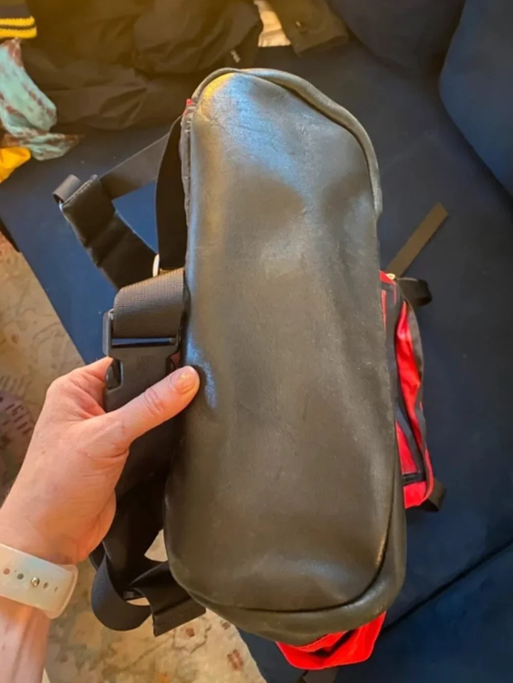 Vintage 90s LL Bean Deluxe Continental Rucksack 33L Medium Red Black Leather